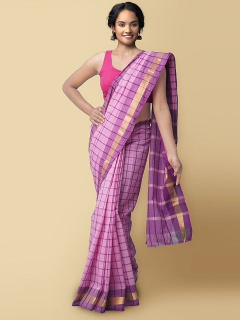 

Unnati Silks Women Pink & Purple Pure Pavani Mangalagiri Cotton Sustainable Saree