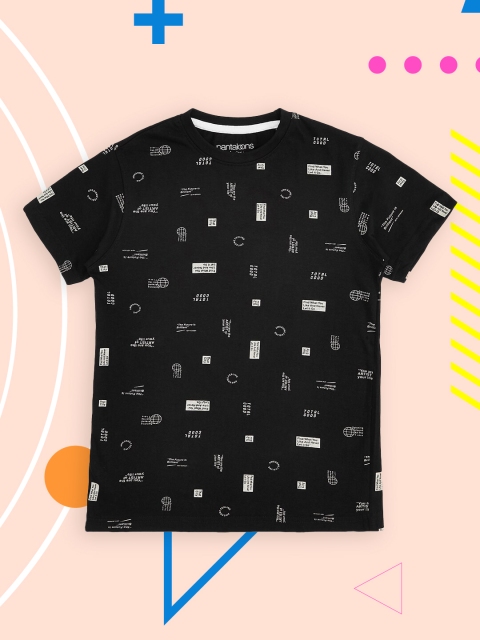 

Pantaloons Junior Boys Black Conversational Printed T-shirt