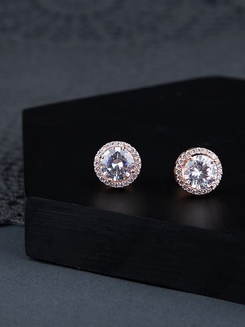 

Queen Be Gold-Toned & White Circular Studs Earrings