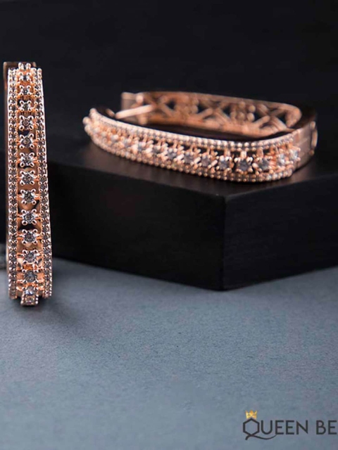 

Queen Be Rose Gold Plated Contemporary Drop Earrings