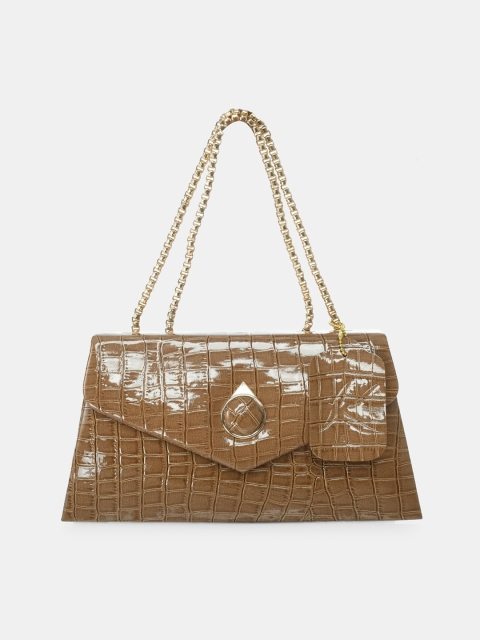 

Kastner Women Brown Structured Shoulder Bag with Cut Work