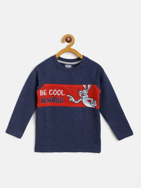 

Eteenz Boys Navy Blue & Red Bugs Bunny Typography Print Pure Cotton T-shirt