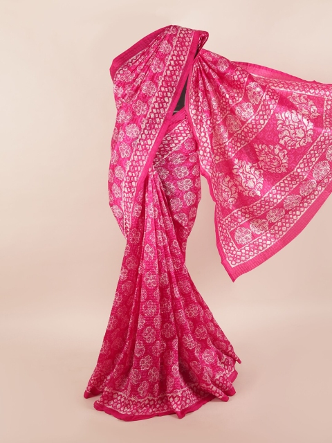 

Pothys Pink & White Batik Saree