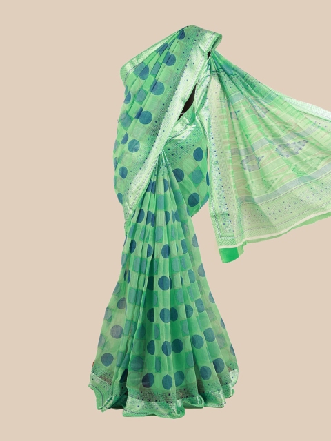 

Pothys Green & Blue Geometric Saree