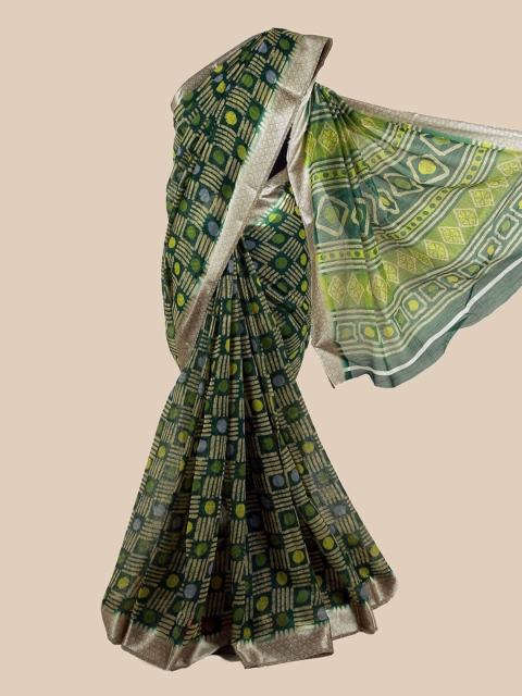 

Pothys Green & Blue Geometric Saree