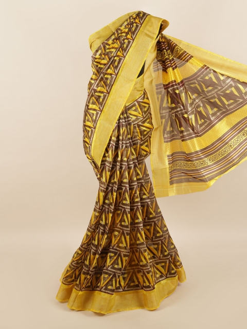 

Pothys Brown & Yellow Zari Saree