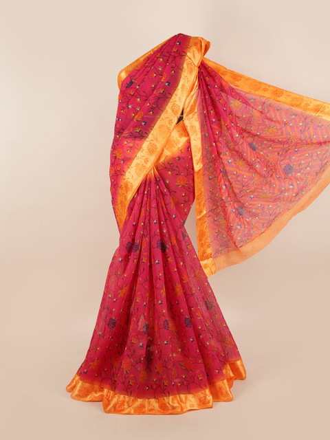 

Pothys Pink & Black Floral Saree