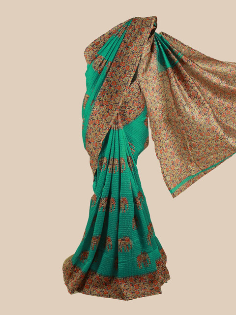 

Pothys Green & Red Floral Saree