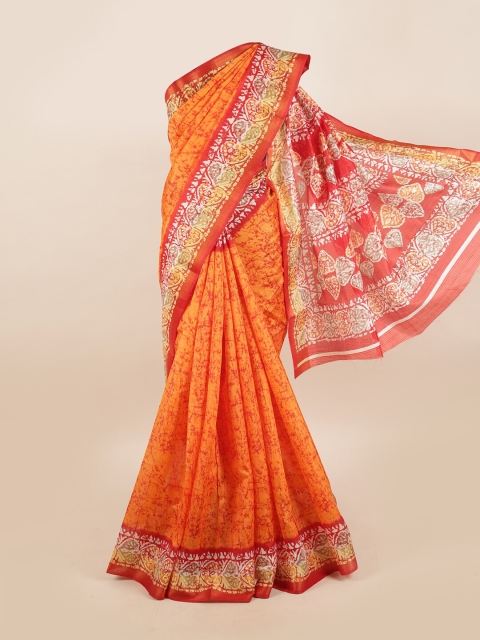 

Pothys Orange & White Batik Saree
