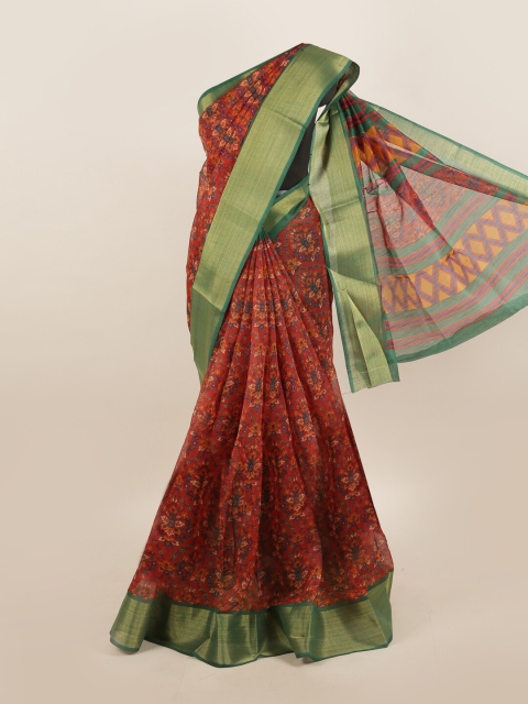 

Pothys Red & Green Floral Zari Saree