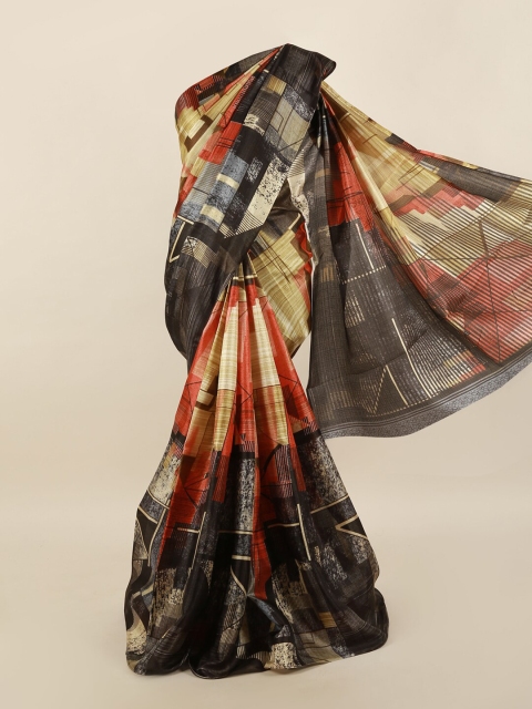 

Pothys Black & Yellow Geometric Printed Saree