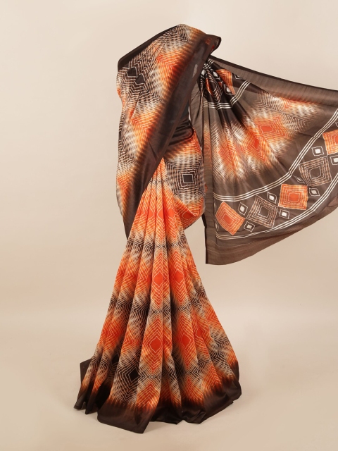 

Pothys Brown & Orange Geometric Printed Saree
