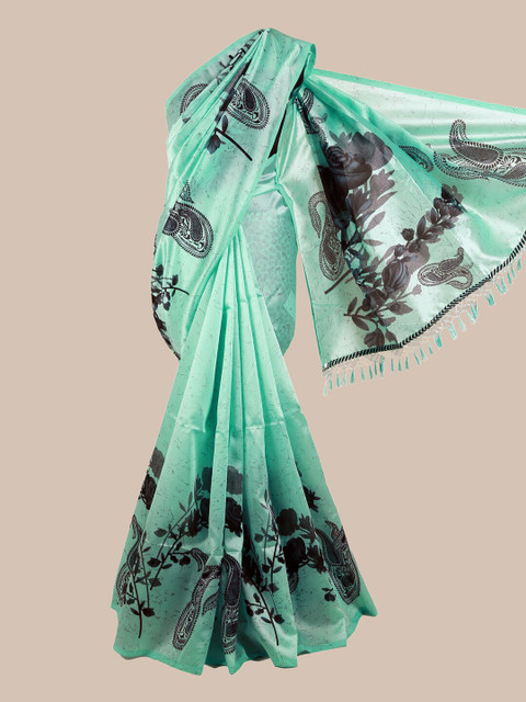 

Pothys Sea Green & Black Floral Printed Saree