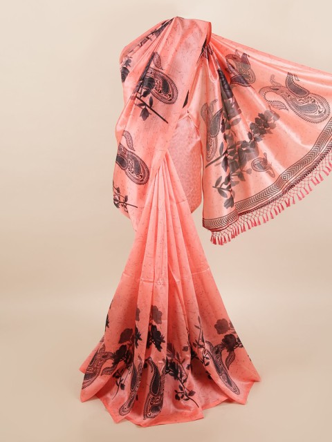 

Pothys Pink & Black Ethnic Motifs Printed Saree
