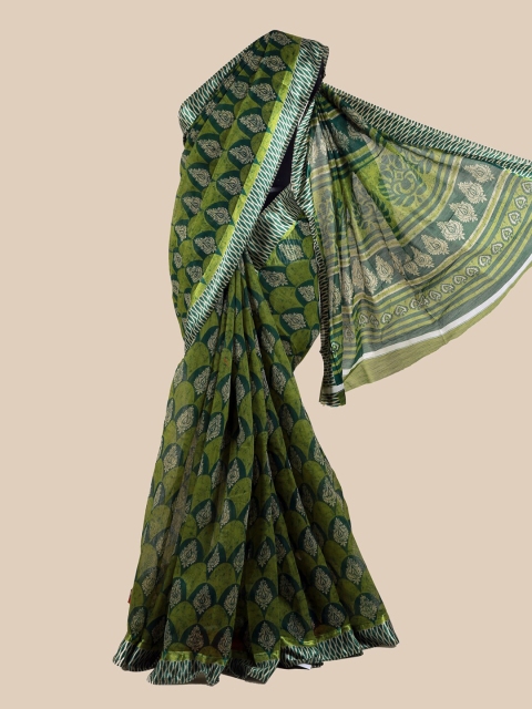 

Pothys Green & Teal Ethnic Motifs Saree