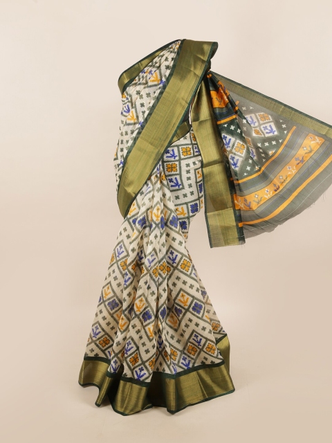 

Pothys Cream-Coloured & Yellow Zari Saree