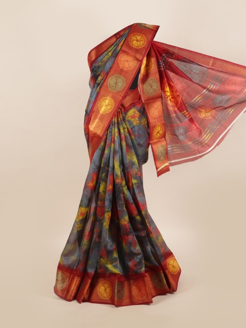 

Pothys Grey & Red Printed Saree