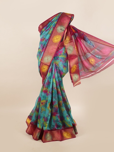

Pothys Blue & Pink Cotton Blend Saree