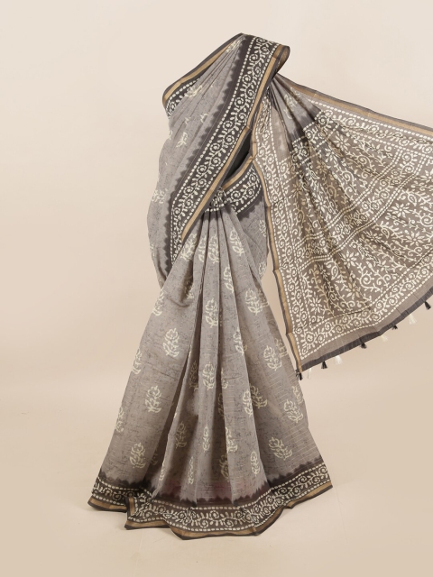 

Pothys Grey & Black Floral Saree