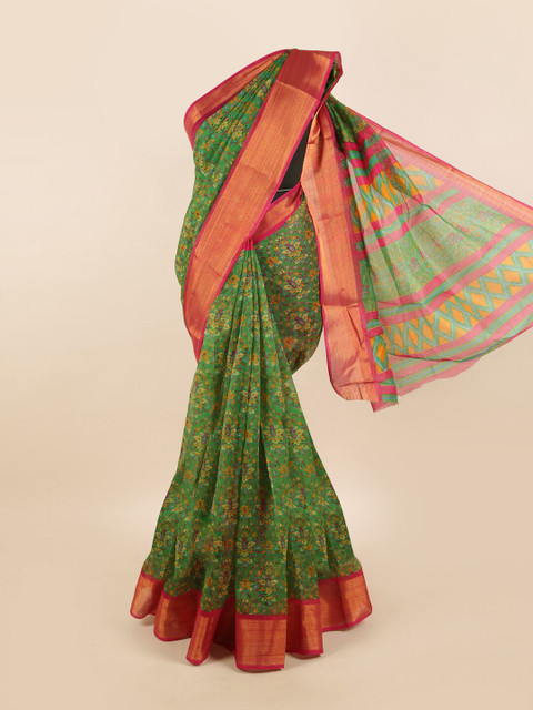

Pothys Green & Pink Floral Saree
