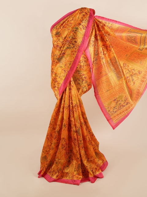 

Pothys Orange & Pink Cotton Blend Saree