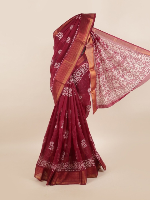 

Pothys Maroon & White Ethnic Motifs Saree