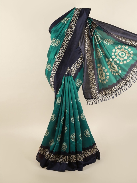 

Pothys Green & Black Ethnic Motifs Saree