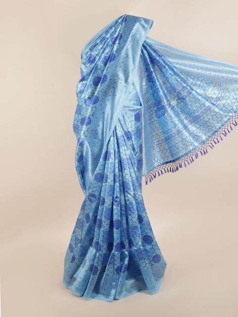 

Pothys Blue Geometric Printed Saree