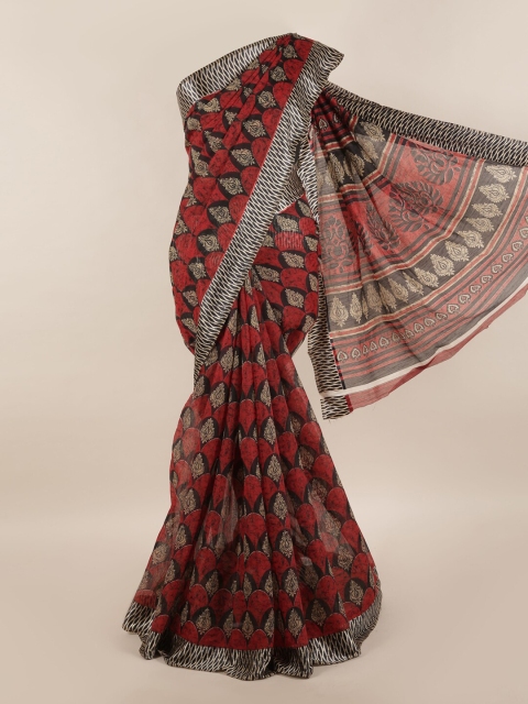 

Pothys Red & Beige Floral Printed Saree