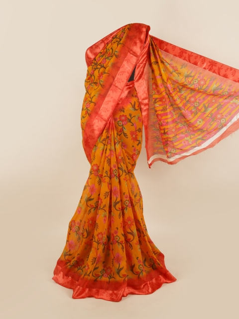 

Pothys Orange & Yellow Floral Printed Saree