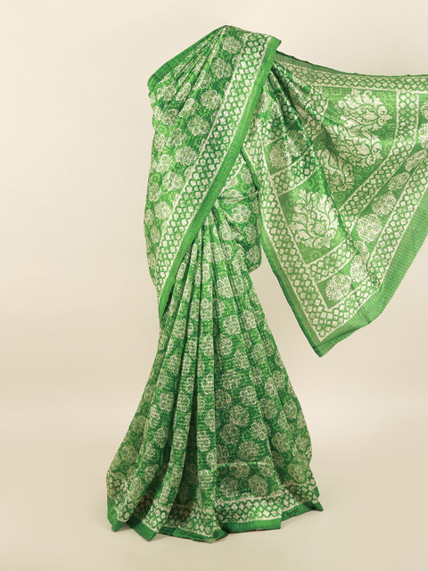 

Pothys Green & White Floral Printed Saree