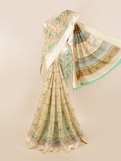 

Pothys Cream-Coloured & Yellow Floral Printed Saree
