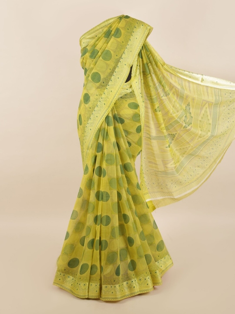 

Pothys Green Polka Dots Printed Saree