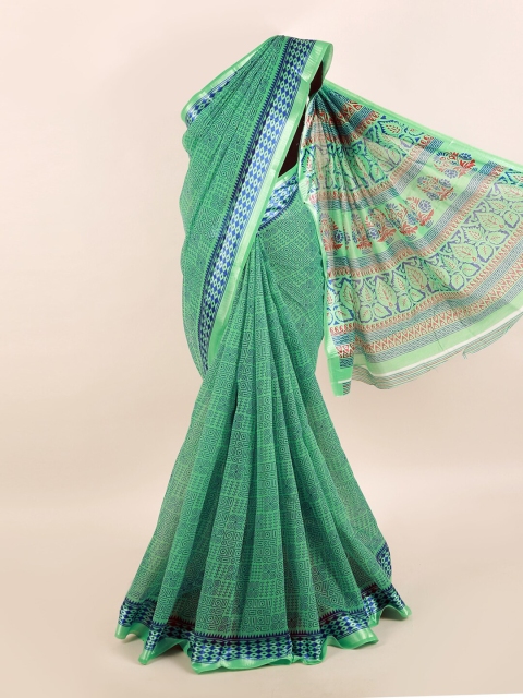 

Pothys Green & Blue Floral Printed Saree