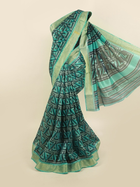 

Pothys Green & Grey Printed Saree