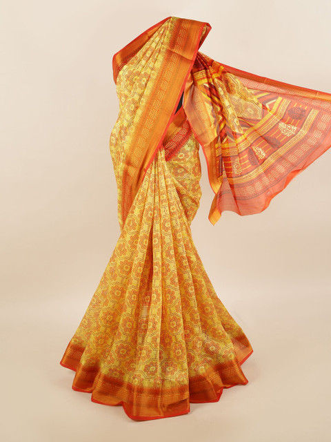 

Pothys Yellow & Orange Printed Saree