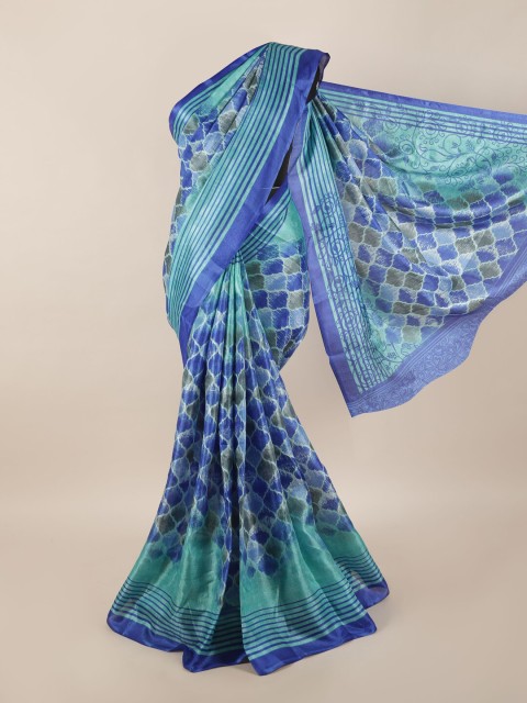 

Pothys Blue & Sea Green Printed Saree
