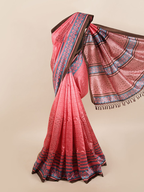 

Pothys Pink & Brown Ethnic Motifs Saree