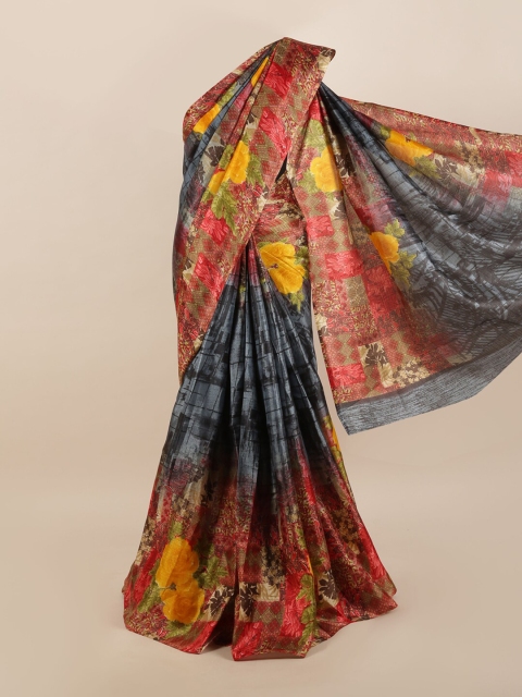 

Pothys Grey & Red Floral Printed Saree