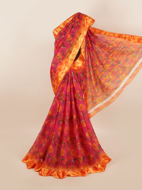 

Pothys Pink & Orange Floral Printed Saree