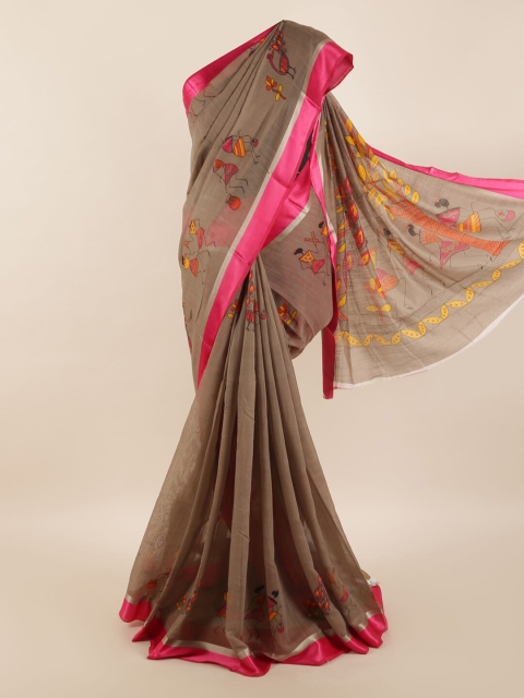 

Pothys Brown & Pink Warli Printed Saree