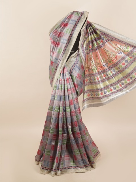 

Pothys Women Grey & Multicoloured Printed Saree
