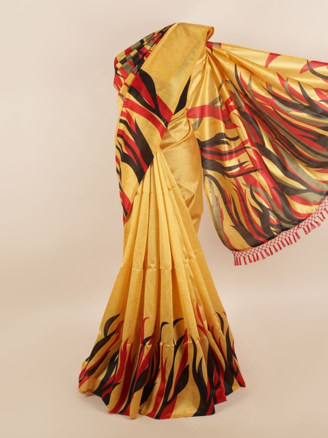 

Pothys Yellow & Red Cotton Blend Aabstract Printed Saree