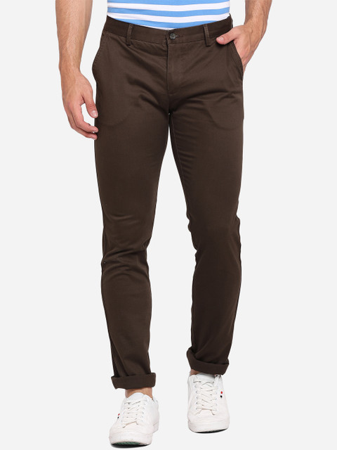

Greenfibre Men Brown Slim Fit Pure Cotton Trousers