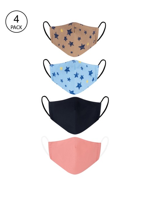 

VEA Pack Of 4 Kids Soft Cotton 5 Layered 3-Ply Filtration Face Mask, Multi