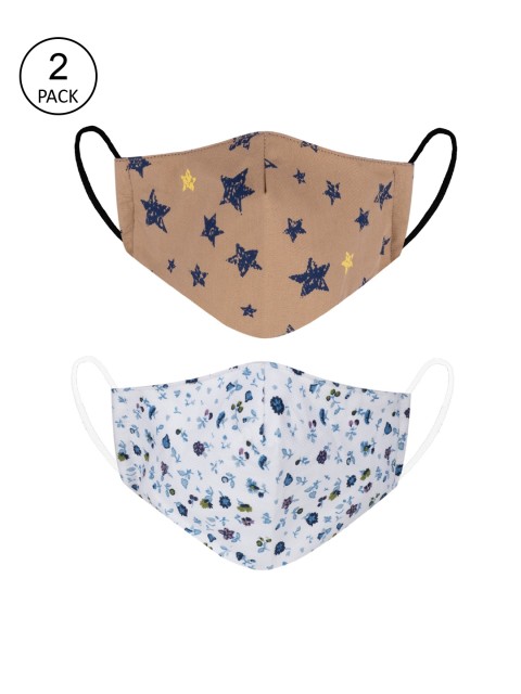 

VEA Pack of 2 Printed 3-Ply 5-Layered Reusable Outdoor Cloth Masks, Brown
