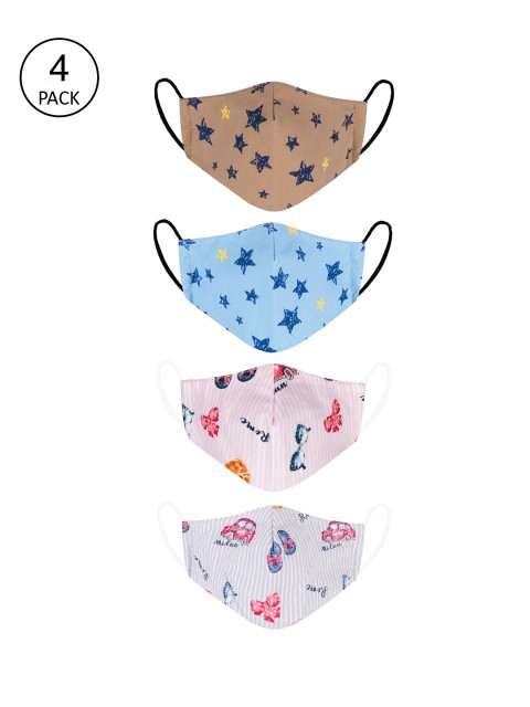 

VEA Kids Pack of 4 Soft Cotton 5 Layered Filtration Face Mask, Multi