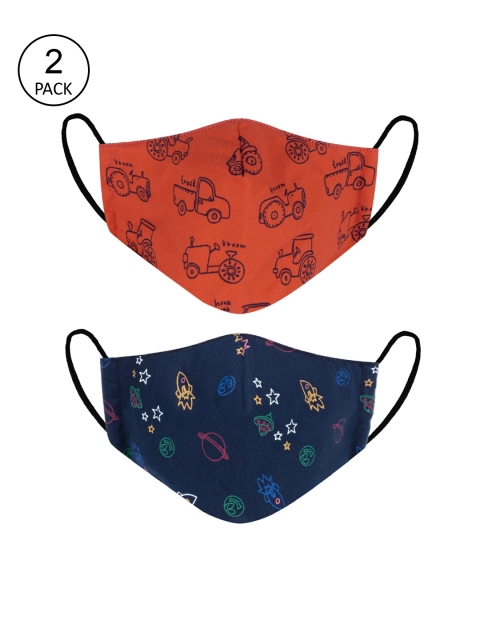 

VEA Pack of 2 Printed 3-Ply 5-Layered Reusable Outdoor Cloth Masks, Red