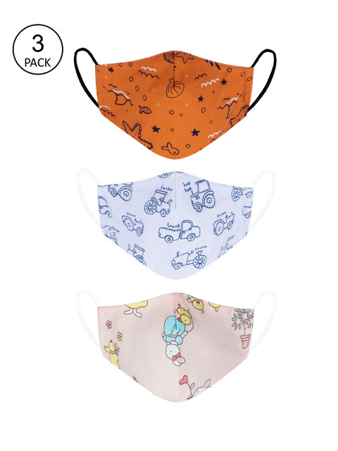 

VEA Pack of 3 Printed 3-Ply 5-Layered Reusable Outdoor Cloth Masks, Brown