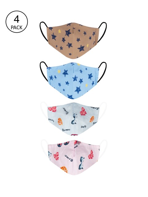 

VEA Kids Pack of 4 Soft Cotton 5 Layered Filtration Face Mask, Multi